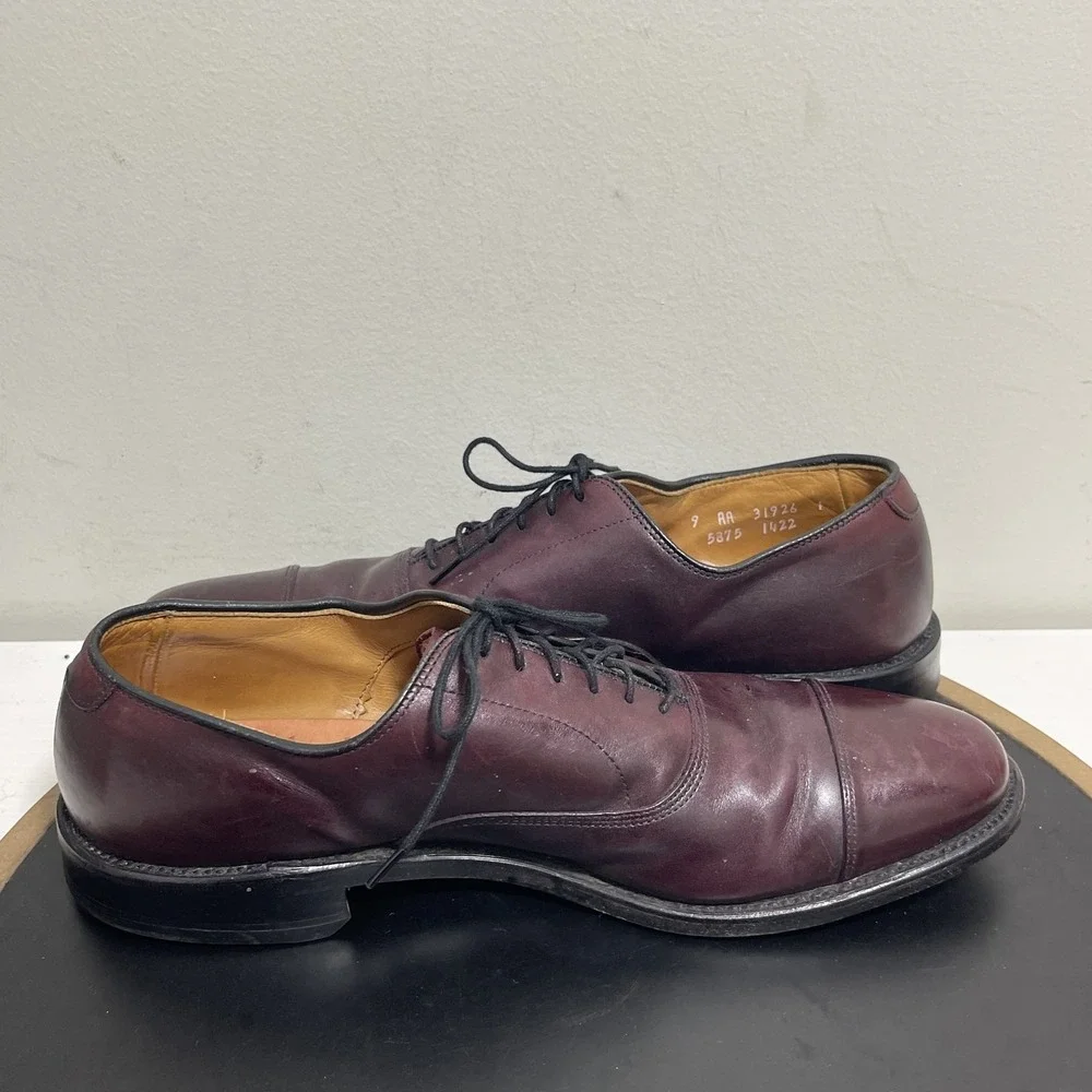 Allen Edmonds Park Avenue Men 9 AA Oxford Cap Toe Merlot Burgundy Quiet Luxury